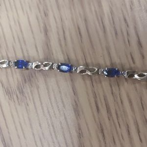 Genuine Sapphire and 14 K Gold Bracelet with Lobster Claw Clasp.